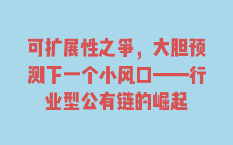 可扩展性之争，大胆预测下一个小风口——行业型公有链的崛起