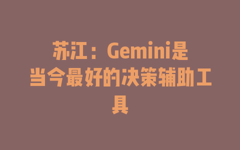 苏江：Gemini是当今最好的决策辅助工具