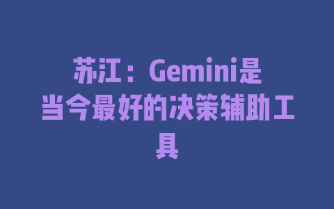 苏江：Gemini是当今最好的决策辅助工具